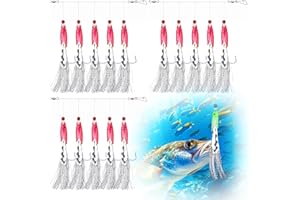 SHIRYLZEE 15Pcs/3Pack Luminous Mackerel Feathers for Fishing, Mackerel Bass Cod Lures Sabiki Rigs, Ideal Sea Fishing Lures for Deep Sea & Night