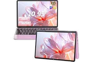 Amita 10.95’’ Pink 2-in-1 Touchscreen Laptop, FHD 1920x1200 IPS Display, 12th Gen N100 Processor, 16GB DDR4 RAM, 512GB M.2 SSD, 360° Flip Design, Portable Business Notebook for Students (Pink, 512GB)