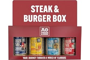 Angus & Oink Gift Set | Steak & Burger Gift Box | 1 x Texas Steak SPG 250G | 1 x Fries With That? 225G | 1 x Gaucho Chimmichuri Seasoning 220G | 1 x Montreal Steak & Burger 250G | BBQ Lover Gift Set