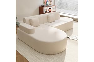 EROMMY 93'' L-shaped Sectional Corner Sofa, Modular Boneless Sofa with Memory Foam Seating＆Wide Armrest Design, Cloud Couches for Living Room, Bedroom (Beige, Left Hand Facing)