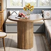 Tribesigns Round Dining Table, Kitchen Table for 2-4, 80 x 80 x 75 cm, Rustic Small Dinner Room Table with Sturdy Base for Di