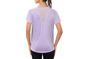 Gyabnw Camiseta Deportiva para Mujer, Camiseta de Manga Corta, Camiseta de Entrenamiento, Rápido Camisetas de Malla Mujer Yoga Fitness Top Ropa Deportiva Entrenamiento Atlético