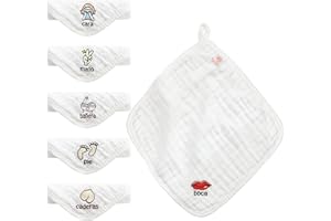 Koo-dib Muselinas Bebe Algodon Gasas para Bebes Toalla Bebe Baberos Bebe Recien Nacido Gasa Bebe Muselina Bebe Algodon 100% 6 Toallas para Bebé Científicamente Distinguidas Son Más Saludables De Usar