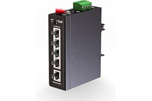 mokerlink Switch Industriale per Guida DIN a 5 Porte, 4 Porte e 1 uplink, Fast Ethernet 10/100Mbps, Guida DIN e Montaggio a Parete Inclusi