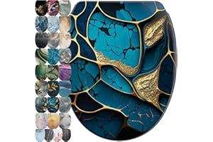 Sanilo Abattant WC avec frein de chute et libération rapide, Siège de WC amovible par simple pression sur un bouton, Montage facile par le haut (Marbre Cobalt)