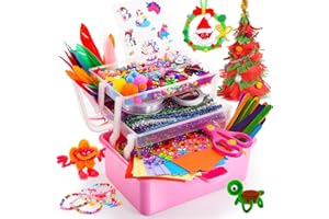 GRALAL Craft Set Children from 3-9 Years, 4000+ Pieces with Unicorn Stickers - DIY Creative Set for Girls 3-12 Years - Gift for Birthday, Halloween & Christmas - Includes Pipe Cleaner, Pompoms & Sequins
