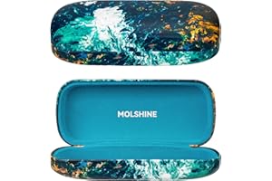 molshine Twarde etui na okulary przeciwsłoneczne, przenośne, duże etui na okulary z chustką, dla kobiet i mężczyzn, w podróży i do pracy