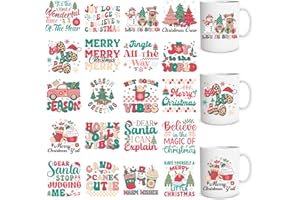Eiapadeor Boho Christmas Rub on Transfer Stickers 20 Sheets Christmas Santa Gnome UV DTF Cup Wraps, Xmas Snowman UVDTF Wraps, Waterproof Rub on Decals for Glass Cups Mug, DIY Transfer Crafts