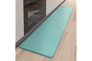 COLOR&GEOMETRY Color G Kitchen Mat 44 x 200 cm, Heavy Duty Anti Fatigue Standing Mat, Kitchen Rug Waterproof, Non-slip, Oil Resistant Leather Floor Mat for Standing Desk, Kitchen, Office (Green)