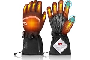 Loowoko Guantes Calefactables con batería 7.4v 3000mah × 2, 3 Niveles de Calentamiento, Impermeables, Pantalla táctil, Guantes calefactables USB para Trabajo al Aire Libre, Moto, Bicicleta, esquí