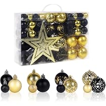 Agoer Weihnachtskugeln Kupfergold 6 Cm, 24 Stück – 8 Verschiedene Designs | Kunststoff-Kugeln Mit Schlüsselband & Aufbewahrungsetui | Für Baum, Hochzeit, Party