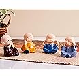 amazon basics Little Cute Maditating Baby Monk for Decoration (Pack of 4, Multi-Coloured)