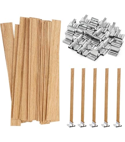 Stoppini in Legno per Realizzare Candele, Stoppini per Candele in Legno 33 Pezzi Stoppini per Candele Senza Fumo Degradabili Artigianali Fai-te con Base per Realizzare Candele