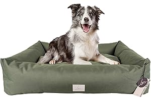 Ligo Buddy - Cuccia per cani Lettino per cani idrorepellente antigraffio,realizzata in Italia.Cuscino per Cane tessuto impermeabile e robusto per interno ed esterno. (M/L: 85 X 70 cm, VERDE OLIVA)