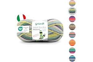 ‎GRÜNDL Gründl Hot Socks Madena (Sockenwolle aus 75% Schurwolle (superwash) und 25% Polyamid, Made in Italy, 4-fach Sockengarn, 100 g / 420 m, Nadelstärke: 2,5 mm - 3 mm, 1 x 100 g), neptun-color