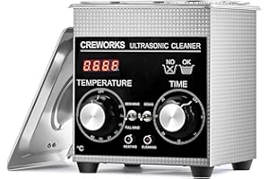 CREWORKS Ultraschallreinigungsgerät Edelstahl 1,3L Ultraschallreiniger mit Heizung Timer Degas- und Sanftmodus für Zahnprothesen Schmuck Brillen Uhren Gläser Ultraschall-Reinigungsgerät mit Knöpfen