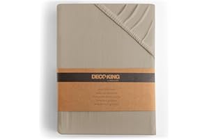 ‎DECOKING DecoKing Prześcieradło z gumką 200x200-200x220 cm 100% Bawełna Czesana Jersey miękki w dotyku 200x200cm - 200x220cm Cappuccino Amber