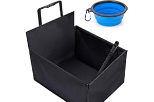 Smartpeas Dog Sat Sat Fed Pasente - 60X53X35 Cm - Połączone Samochody Fotelik I Powłoka Przeciw Poślizgowi - Solidne Pręty Z Włókna Szklanego - Instalacja Paska Dla Samochodu - Plus: Składana Miska