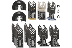 HUAREW 27 Pezzi Lame Utensile Multifunzione Accessori per Utensili Oscillanti Lame Multifunzione per Legno, Plastica, Metallo, Compatibile con Fein, Ryobi, Milwaukee, Bosch, Rockwell e altro ancora