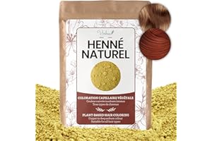 VIRHEA® Henné Naturel 250 g (Auburn et Cuivré) – Coloration Végétale Cheveux – Soin Brillance, Vitalité & Volume, Anti-Pelliculaire – Henné pour Tatouage Main, 100% Naturel – Emballage refermable