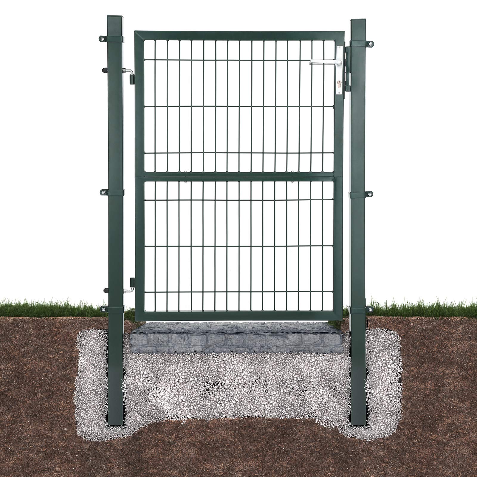 SONGMICS Gartentor aus verzinktem Stahl, Gartentür, Zauntor, Hoftor, mit Qualitätsschloss, Türklinke und Schlüssel, 106 x 125 cm (L x H), grün GGD175L – Bild 8