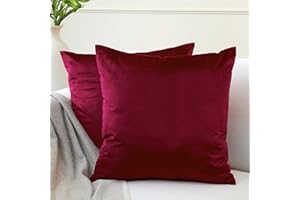 ENCASA XO Encasa Velvet Cushion Covers (50x50 cm) Set of 02 | Maroon-1 | Luxurious Square Velvet Throw Pillow Covers With Invisible Zippers| Living Room, Sofa, Chair
