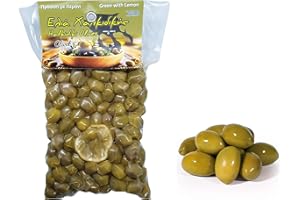 OLIVEK Greek Green Olives with Lemon | 1kg Vacuum-Sealed | Traditional Chalkidiki Variety |Key in The Mediterranean Diet | Loaded with Important Nutrients and Antioxidants| No Preservatives