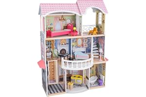KidKraft Casa de muñecas de Madera Magnolia Mansion para muñecas con Muebles y Accesorios incluidos, Casita de Juguete con Ascensor y balcón, 3 Niveles de Juego, Juguetes niños y niñas 3 años (65907)