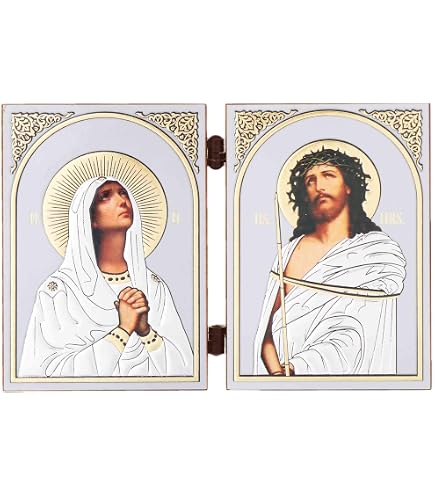 Icône Chrétienne Triptyque - Saint Nicolas Avec Michel Et Gabriel - Bois MDF 25x16 Cm