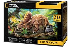 PARTY TOWN National Geographic - Puzzle 3d Triceratops | Modellini Da Costruire Puzzle 3d | Puzzle Bambini E Adulti | Puzzle Dinosauri | Giochi Per Bambini | 44 Pezzi