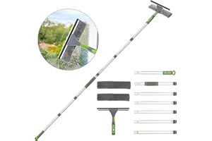 HomRush Raclette de nettoyage extensible, 267 cm de long, kit de nettoyage professionnel pour verre haut, brosse pliable avec 7 rallonges