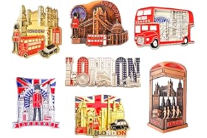 SHOPEWEBB London Famous Icons Design Set of 7 Metal Fridge Magnets