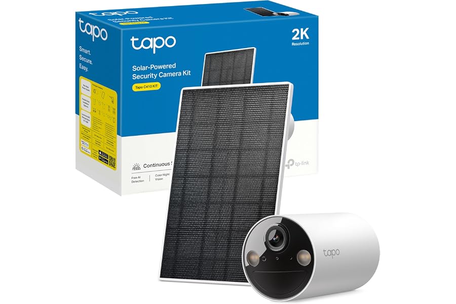 Tapo C410 Kit - Cámara de vigilancia Solar con batería Exterior, Detección de Personas por IA, 2K 3 MP, visión Nocturna de Co