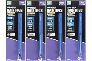 Preston Innovations Rapid Stop Hair Rigs Barbless KKM-B 4" 10cm Qty 8