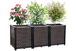 EasyVibe Raised Garden Bed Self Watering Deepened 50cm, 200L Large Planters Box for Outdoor Plants, Elevated Patio PP Flower Vegetables Planting Container, Garden Bed Planter Box Kit Drainage Holes