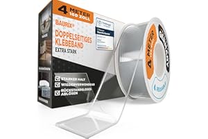 BAURIX® Taśma dwustronnie klejąca [4 m] - Bardzo mocna taśma dwustronna - Zmywalna Silikonowa Nano-Taśma Przezroczysta - Uniwersalna mocna taśma dwustronna