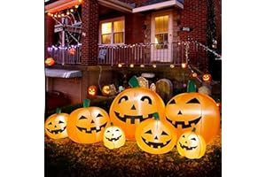 YAKLIM Halloween Inflatables Pumpkin Decorations Patch Blow ups 7.4 FT Long Decoration Outdoor Pumpkins Light Up for Holiday Halloween Decor Party Outdoor Garden Lawn Yard
