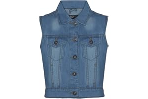 A2Z 4 Kids® Enfants Filles Denim Veste Designer Bleu Clair Jeans Mode Gilet Faded Élégant sans Manches École Vestes Manteaux Âge 3-13 Ans