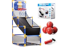 KUKUFUN Kids Arcade Basketball Game Set with 4 Balls and Air Pump, Indoor Outdoor Basketball Hoop Sports Toy for Kids 6-8 Years Old, Party Games for Boys Girls Ages 7 8 9 10