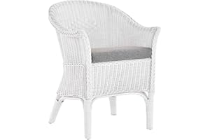 korb.outlet Rattan-Sessel Natur in der Farbe Weiss inkl. Polster Grau - Rattanstuhl Lounge