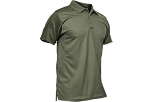 KEFITEVD Polo Shirts Herren Kurzarm Golf Tshirts Schnelltrocknend Army Tshirt Sport Outdoor Poloshirt mit Brillenhalter Knopfleiste Leicht T-Shirt Sommer