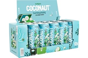 COCONAUT Kokoswasser mit Kohlensäure – Coconut Water aus 100% jungen Kokosnüssen – erfrischend, kalorienarm, vegan, gesund und isotonisch (12 x 320 ml Dose – inklusive Einwegpfand)