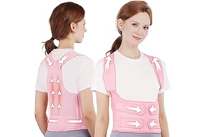 Sioven Back Posture Corrector for Men and Women - Adjustable Back Brace Lumbar Support Shoulder Straightener Belt Relief Pain from Upper Back Shoulders Neck - Clavicle Hunchback Support (Pink, S)