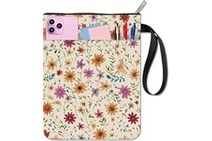 CRASPIRE Funda para Libro con Diseño de Flores Impermeable Lavable con Estampado de Hojas Primavera para Cuaderno Tapa Blanda Cremallera Y Bolsillo Frontal Adicional Libros Texto Tapa Dura