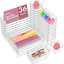 16 Pezzi Organizer Cassetti In Plastica Trasparente Set 4