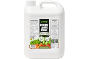 BIOKY Humus de Lombriz Líquido 20L – Fertilizante Universal Muy Concentrado 5ml/L | +50% de Materia Orgánica – Abono Líquido para Plantas y Regenerador del Suelo – 100% Puro y Orgánico, Sin Residuo (20L)