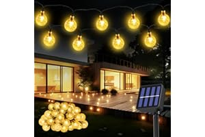 Suright Luces Solares LED Exterior Jardín, 8M 30LED Guirnaldas Luces Solar, 8 Modos IP65 Impermeable Para Decorar Jardines, Patios, Terrazas, Fiestas, Bodas - Blanco Cálido