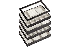 ADEL DREAM Vassoio Impilabile per Gioielli, Contenitore per Cassetti-Contenitore per Gioielli da Donna, Abce nero