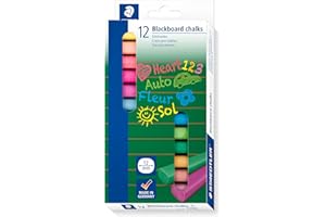 ‎STAEDTLER STAEDTLER Wandtafelkreide, hervorragende Farbabgabe, staubfrei, leicht abwischbar, Kartonetui mit 12 farblich sortierten Tafelkreiden, 2360
