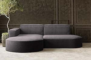‎KAISER MÖBEL Kaiser Möbel, Ecksofa, Sofa Modena Studio Parma, Modern Design Couch, Polsterecke, Freistehend Sofa Wohnzimmer -Stoff Dicker Cord Poso Dunkelgrau Links